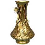 Bronzen Massieve Vaas, Versierd Met Figuren Van Een Vogel En Een Klaproos. thumbnail 1