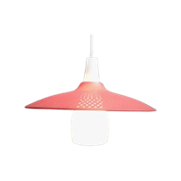 Opaline Glass Pendant Lamp With Red Perforated Shade 1960S