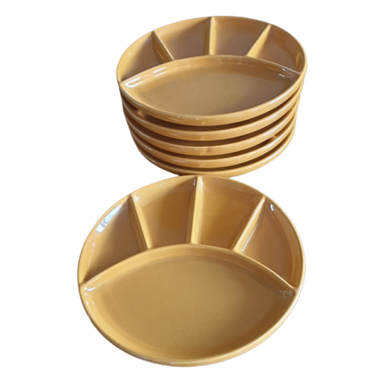 Okergele Vintage Jasba Fondueborden Set Met 6 Stuks 1