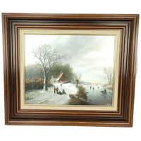 Jacques Douven - Winterlandschap Met Schaatsers