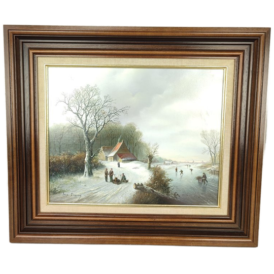 Jacques Douven - Winterlandschap Met Schaatsers 1