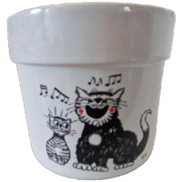 Grappige Retro Bloempot Met Katten Poes Afbeelding