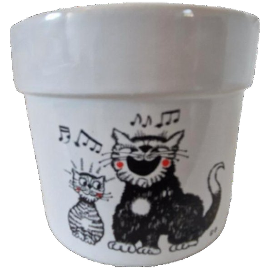 Grappige Retro Bloempot Met Katten Poes Afbeelding 1