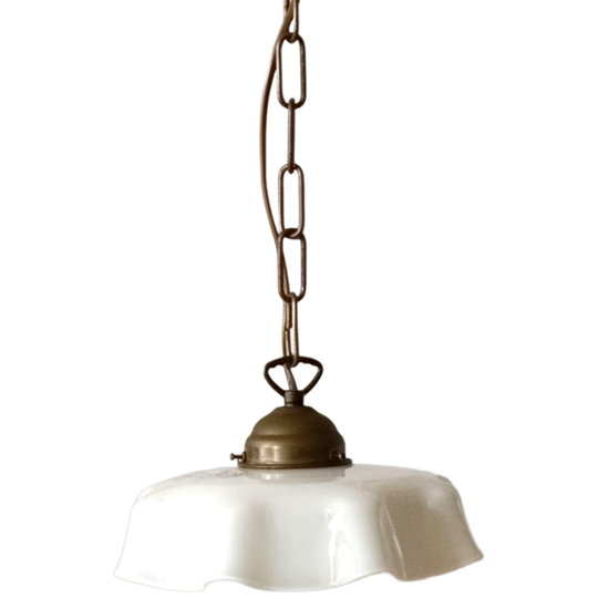 Vintage Prachtige Antieke Lamp Met Glazen Kap Art Deco 1