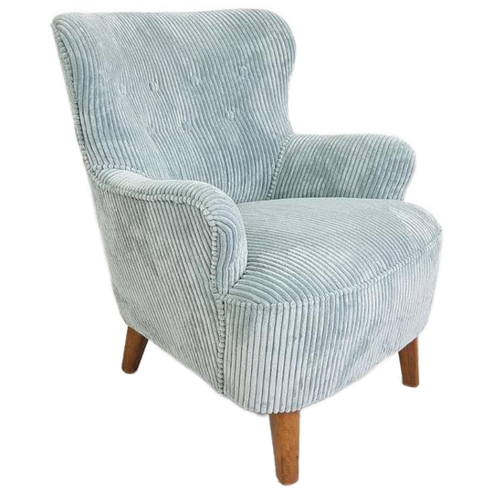 Artifort Lichtblauwe Fauteuil | Blauwe Rib Nieuw Gestoffeerd 1