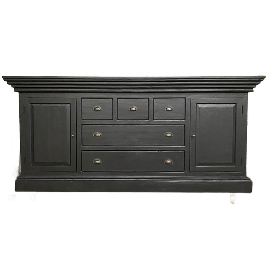 Oude Kast, Ladekast, Toonbank, Dressoir, Winkelkast. Zwart 1