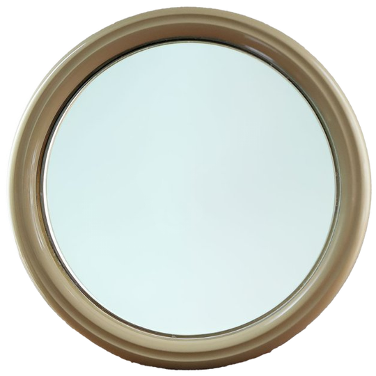 Vintage Tiger Spiegel Rond Beige, Jaren '60/'70 1