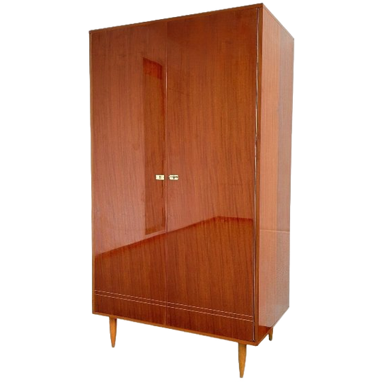 Vintage Tweedeurs Deens Design Kledingkast Hoogglans 1960’s 1