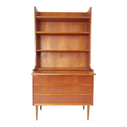 Vintage Hoge Secretaire | Bureau Teak | Hoge Deense Kast