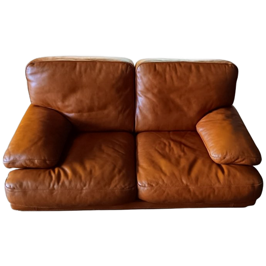 Formaflex Vintage Italiaans Lederen Salon - 3 En 2 Zit, Cognac 1