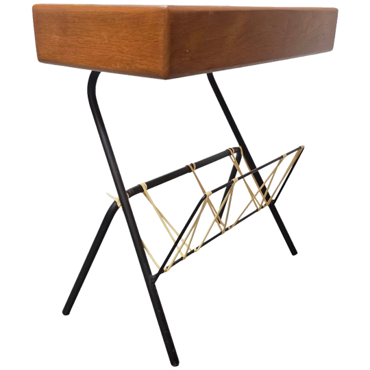 Vintage Bijzettafel Met Lectuurhouder 1