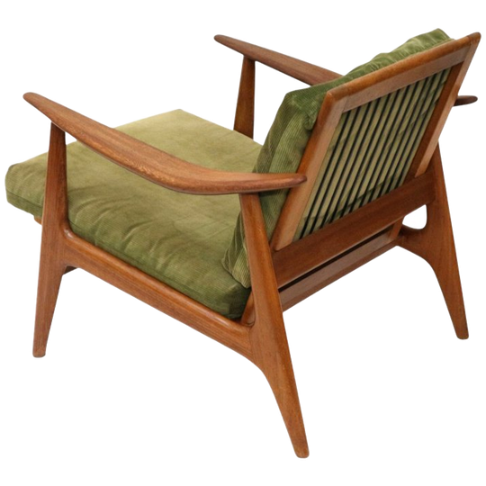 Vintage Scandinavische Fauteuil Met Groene Ribfluwelen Bekleding Uit De Jaren ’70 1