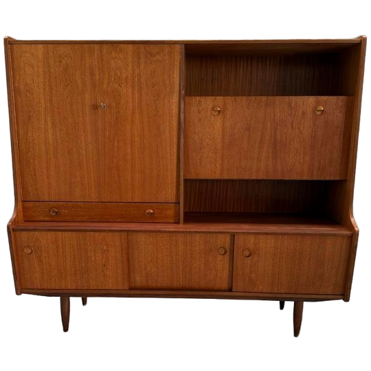 Vintage Highboard Wandmeubel Jaren '60 - Teak Scandinavisch 1