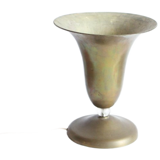 Large Brass Chalice Lamp, 1930s-1940s 1