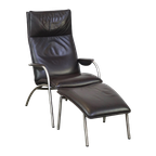 Donkerbruine Lederen Design Fauteuil + Hocker De Sede Ds 270 thumbnail 1