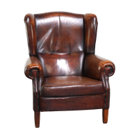 Luxe Schapenleren Oorfauteuil Met Een Vast Zitkussen En Hoog Zitcomfort