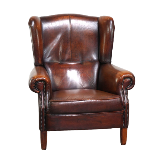 Luxe Schapenleren Oorfauteuil Met Een Vast Zitkussen En Hoog Zitcomfort 1