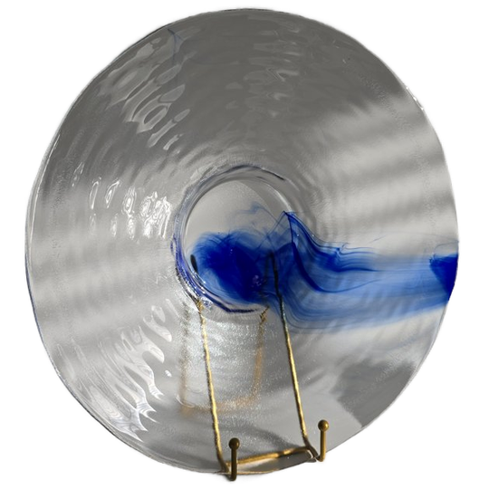 Exclusieve Bormioli Rocco Murano Glazen Schaal - Cobaltblauw Swirl 1