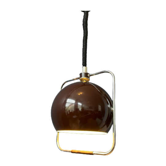 Vintage Gepo Hanglamp In Bruine Kleur | Space Age Light Fixture | Mid Century Moderne Plafondlamp 1