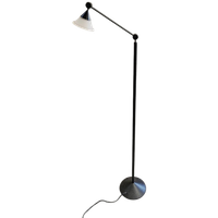 Adjustable / Conical Glass And Black Metal Floor Lamp By Tronconi, 1970s, Italy