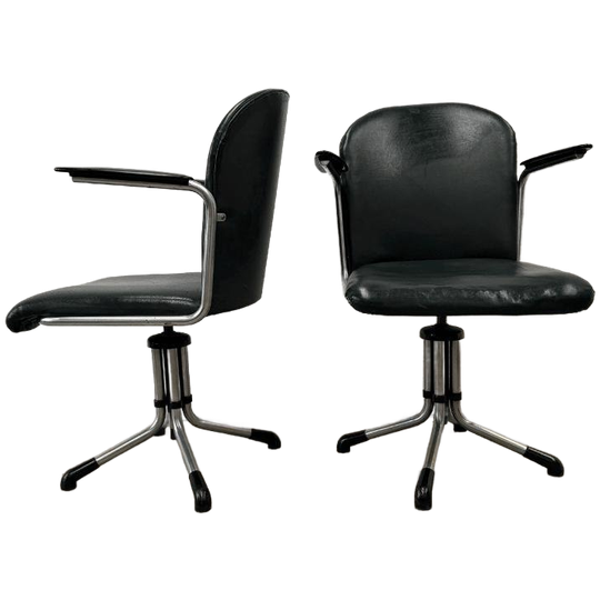 2x Vintage Bureaustoel 356 Van Gispen Bauhaus 1