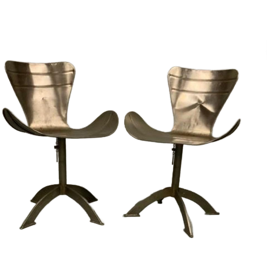 2 Unieke Vintage Super Stoere Stalen Design Stoelen 1