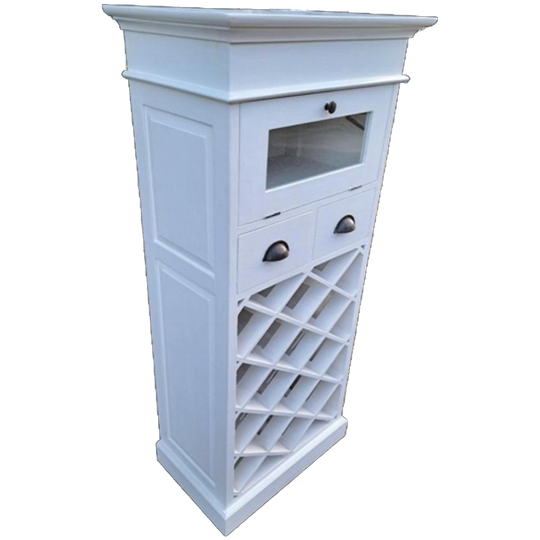 Wit Teakhouten Wijnrek, Wishkeybar Afm.65x40cm En 141cm Hoog 1