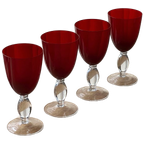 Set Of 4 Vintage Ruby Red Wine Glasses thumbnail 1