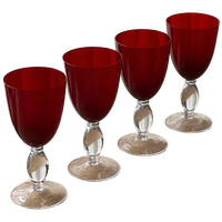 Set Of 4 Vintage Ruby Red Wine Glasses