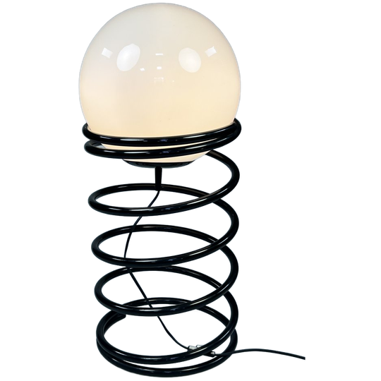 Vintage Xl Woja Zwarte Spiraallamp, Bollamp, Nederland 70's 1