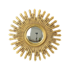 Grote Gouden Zonnespiegel Sunburst Resine Convex 56cm thumbnail 1
