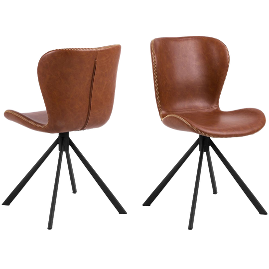 Pescara Eetkamerstoel - Bruin Letherlook Met Mat Zwart Frame 1