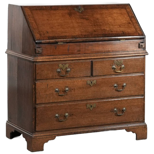 Grote Antieke 18e Eeuwse Engelse Eikenhouten Ladekast/ Bureau/ Ladekast 1