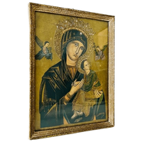 Vintage Byzantijns Icoon Schilderij Onze-lieve-vrouw 1940’s