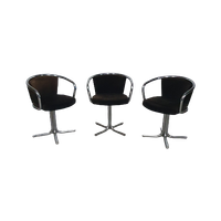3 X Mid Century Tube Frame Chairs ( Turnable ) Corduroy Upholstery.