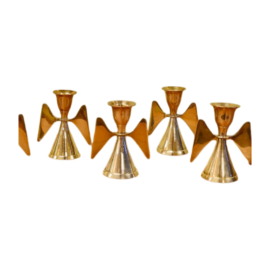 4X Vintage Kandelaar Kaarsenhouders Kandelaren Engel Messing 1