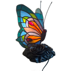 2 Beschikbaar ! Vlinder Tiffany Stijl Art Nouveau Stijl Tafellampen Glas In Lood thumbnail 1