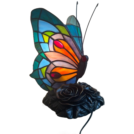 2 Beschikbaar ! Vlinder Tiffany Stijl Art Nouveau Stijl Tafellampen Glas In Lood 1