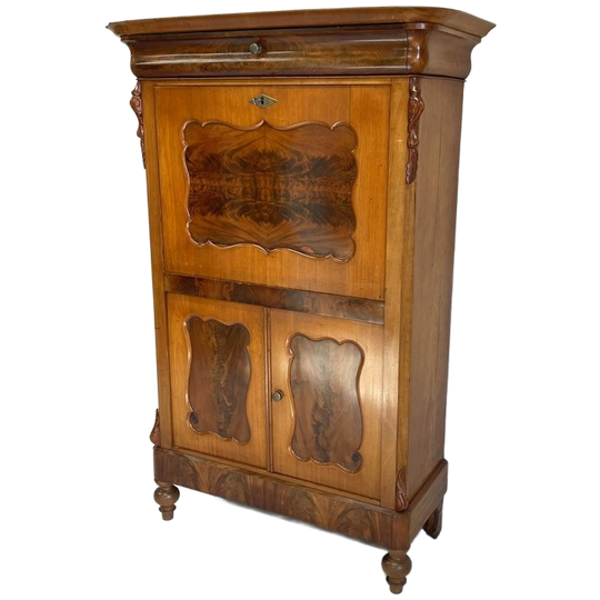 Antieke Biedermeier Secretaire Ladekast Klepkast 1