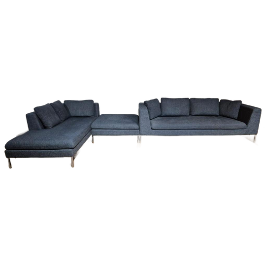 Alberta Collins Hoekbank - Chaise Longue - Stof - Blauw 1