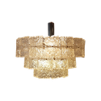 Three Tier Chandelier Featuring Etched Square Glass Tiles, 1960S Germany thumbnail 1