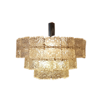 Three Tier Chandelier Featuring Etched Square Glass Tiles, 1960S Germany