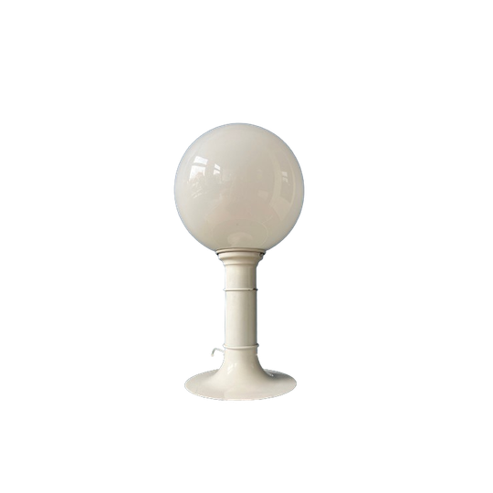 Witte Space Age Woja Holland Tafellamp Met Opaline Glazen Kap 1