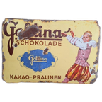 Antiek Emaille Gebold Bord Van Goldina-Chocolade Uit 1915. thumbnail 1