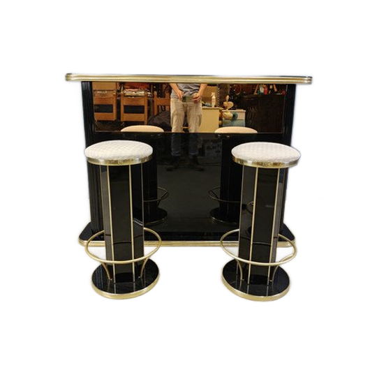 Hollywood Regency Bar With Stools, 1970s - Italy 1