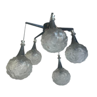 Vintage Glazen Luster Met 5 Lichtpunten