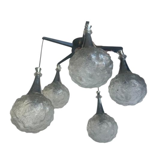 Vintage Glazen Luster Met 5 Lichtpunten 1
