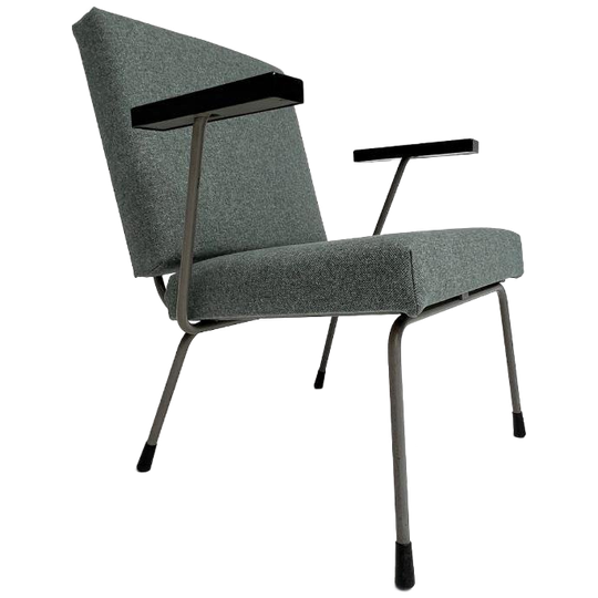 Opnieuw Gestoffeerde Blauwe Gispen 1401 Fauteuil, 1950's 1
