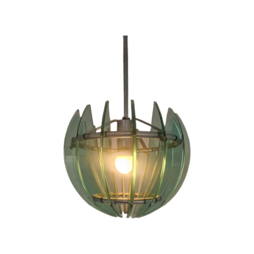 Jaren 70 Chroom En Glas Lamp Veca Italiaans Design