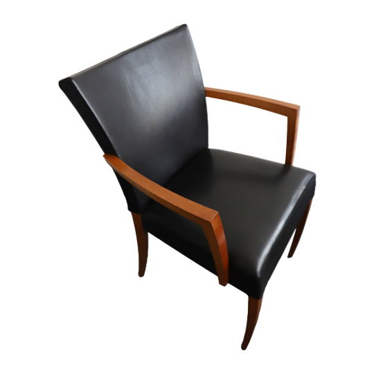 Montis Stoel Dione Zwart Leer Met Hout Showroom Model, Holland Jaren '90 1